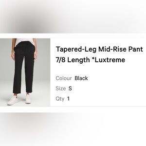 lululemon athletica Black Tapered-Leg Mid-Rise Pant